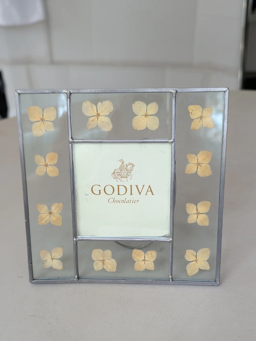 Godiva Decorative Pressed Flowers Floral Glass Picture Frame